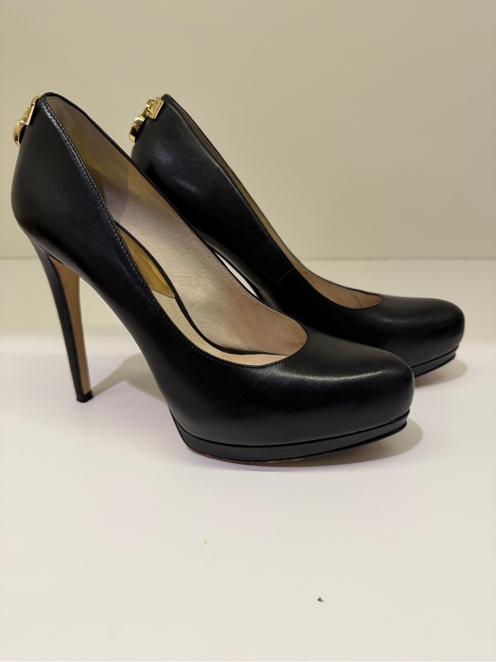 Michael Kors Black Leather Platform Pumps - Picture 3 of 7